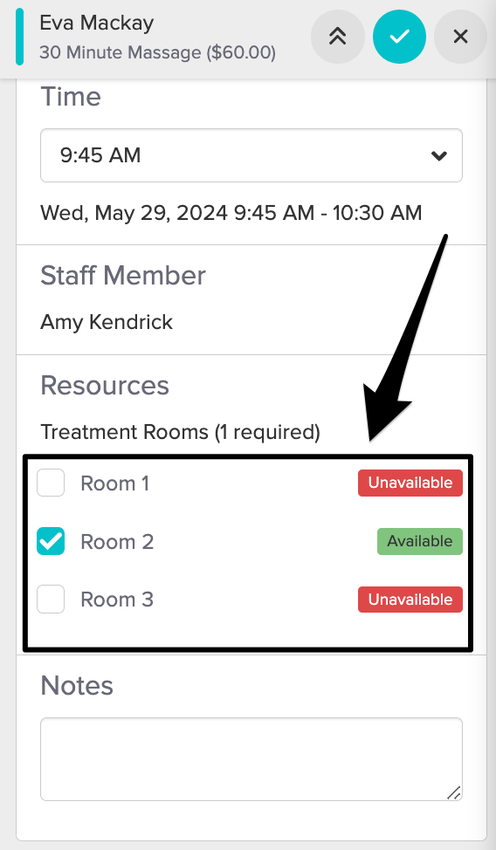 a screenshot of resources in the appointment panel
