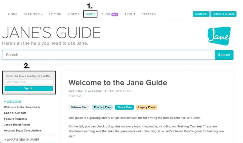 An image of where to view and enter email for subscriptions sign up
