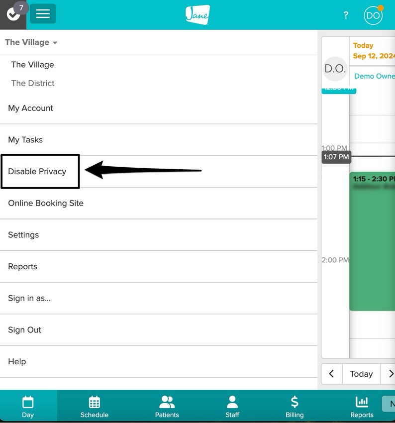 An image of the menu options