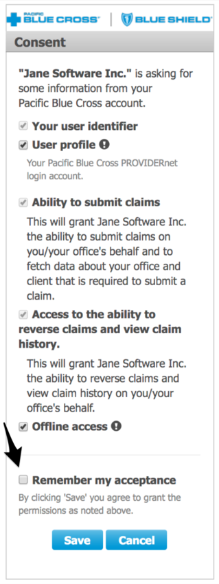 an image of the pacific blue cross consent window
