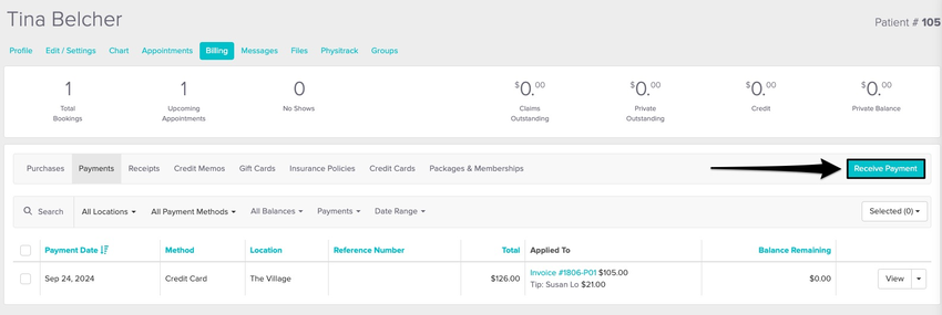 An image of where to find and click on the blue New Payment button