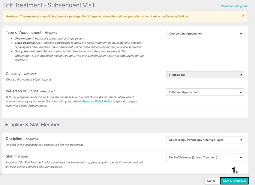 An image of where to view and click on the save and archive