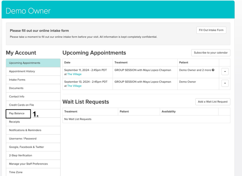 An image of the My Account Patient Portal and where patients can pay their balances online