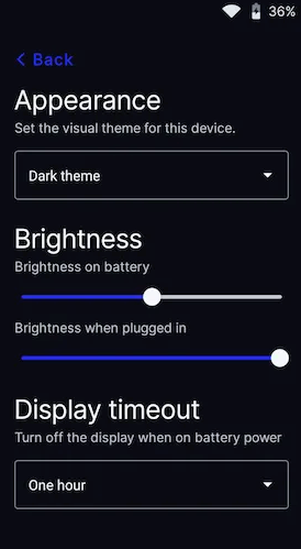 An image of what the screen looks like after you click on settings and then appearance on the terminal itself