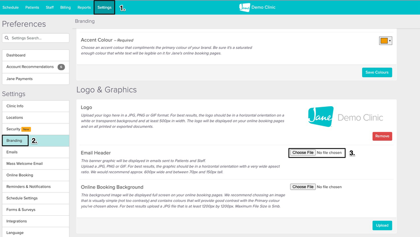 screenshot of navigational steps to get to the branding settings