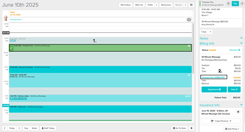 An image of the navigational steps wihtin the schedule and appointment panel