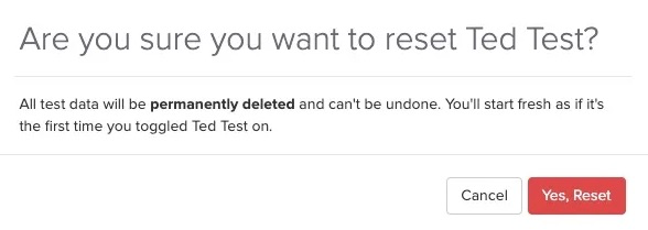 An image of the pop-up window and the message about the data being deleted permanently