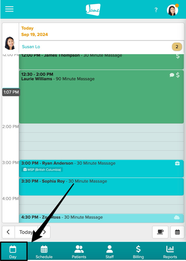 An image of the default view for practitioners using a mobile device