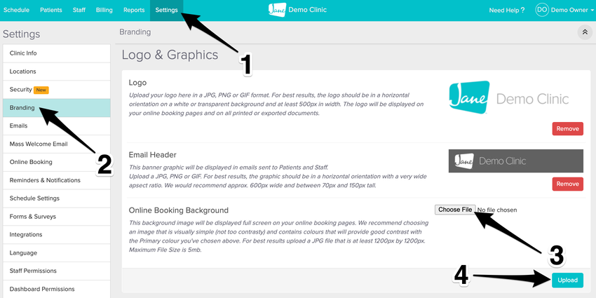branding area of settings
