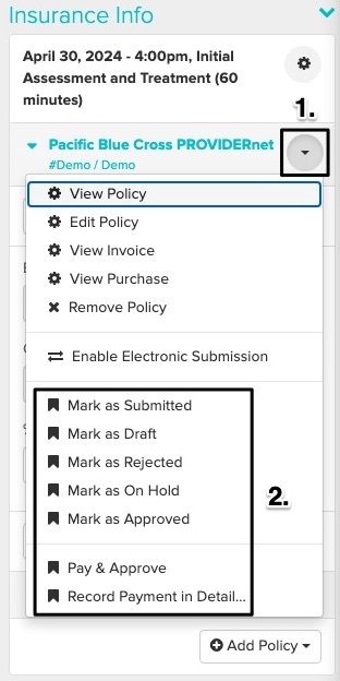 An image of where to select one of the options
