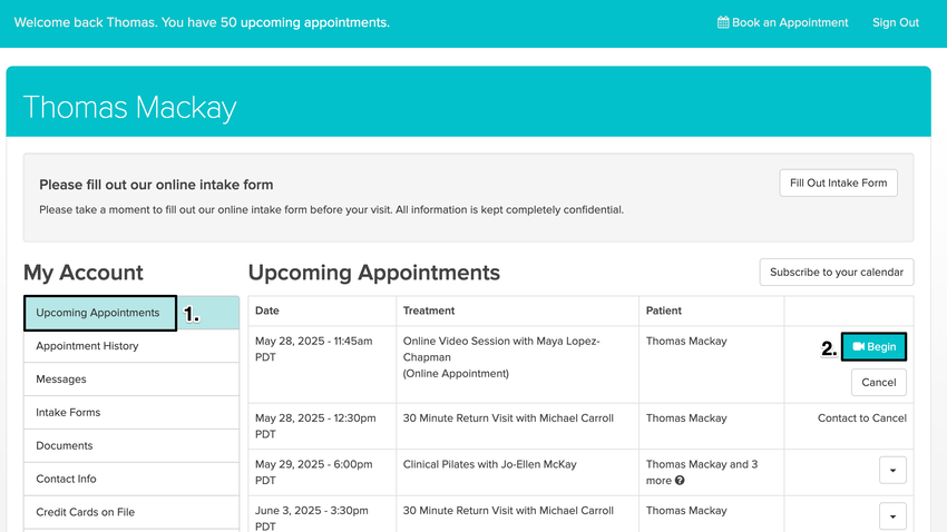 An image of the navigatinal steps with a patient's My Account portal