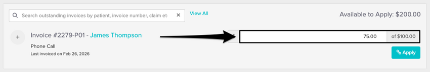 The amount text box showing an adjusted partial amount before clicking Apply