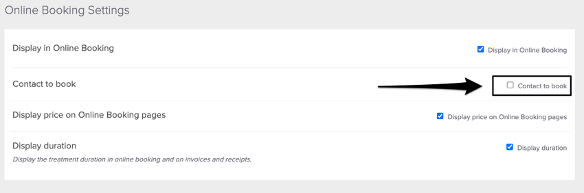 An image of where to view and clickn on the Contact to Book option