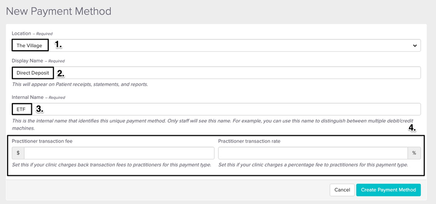 screenshot of all the required fields